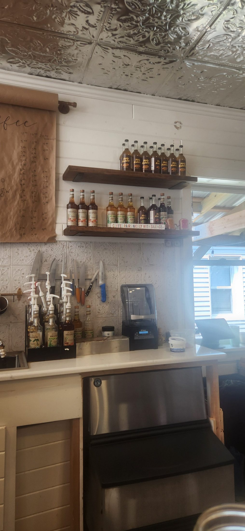 Interior bar cabinetry and storage detail