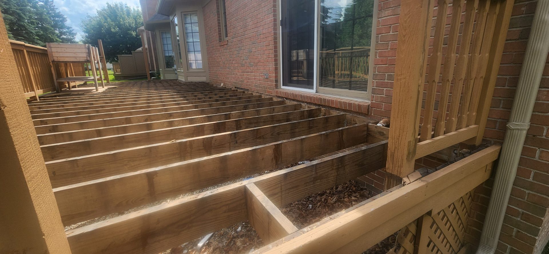 Existing wood deck before repair and upgrade