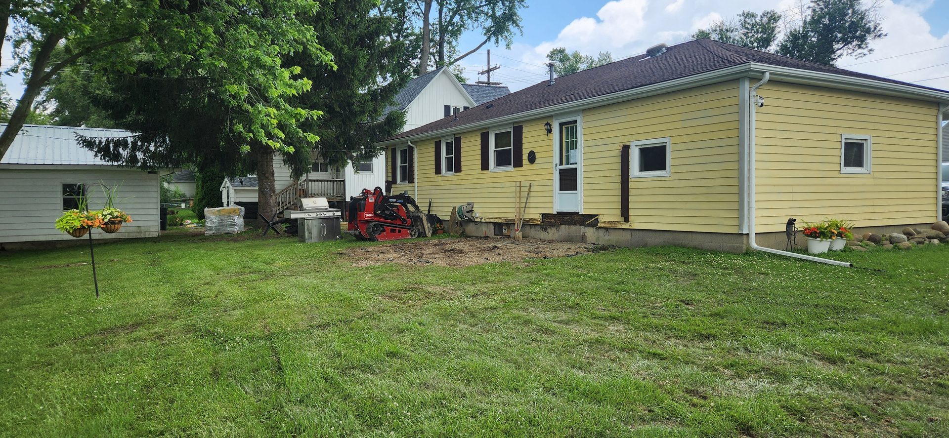 Backyard before deck construction